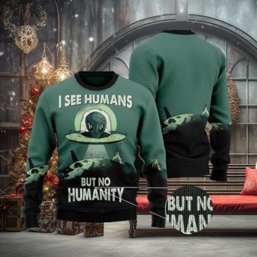 Alien No Humanity Ugly Christmas Sweater AOP All Over Printed Sweater