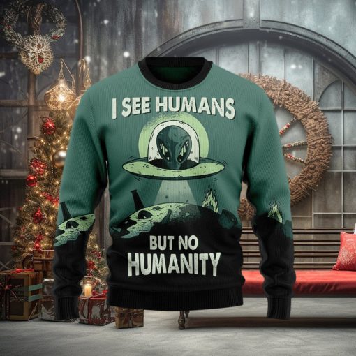 Alien No Humanity Ugly Christmas Sweater Gift Men Women