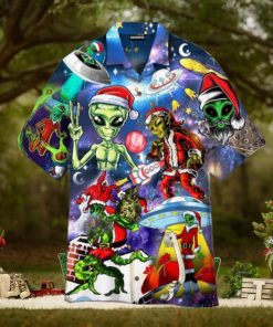 Alien Santas Christmas Funny Christmas Hawaiian Shirt