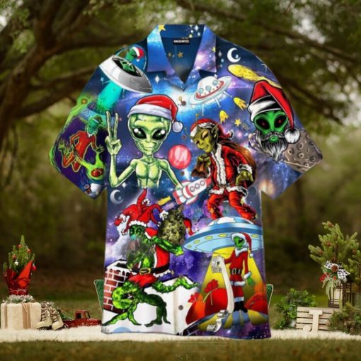 Alien Santas Christmas Funny Christmas Hawaiian Shirt