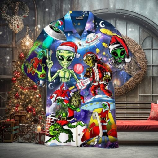 Alien Santas Christmas Funny Christmas Hawaiian Shirt