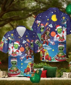 Aliens In Santa Costume Hawaiian Shirt Funny Christmas Shirt Gifts For Sibling