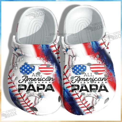 All America Papa Usa Flag Crocs Shoes Gift Grandpa Father Day