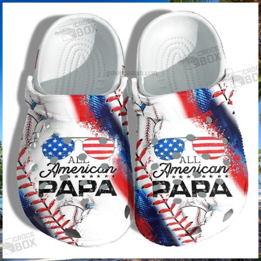 All America Papa Usa Flag Crocs Shoes Gift Grandpa Father Day