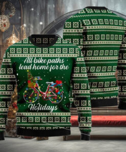 All Bike Paths Lead Home For The Holiday Ugly Christmas Sweater