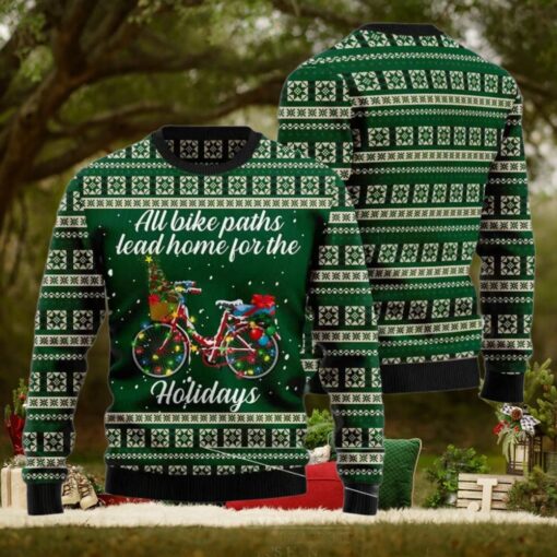 All Bike Paths Lead Home For The Holiday Ugly Christmas Sweater