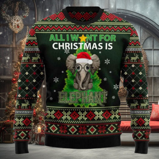 All I Need For Christmas Is Elephant Ugly Christmas Sweater