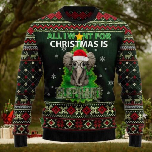 All I Need For Christmas Is Elephant Ugly Christmas Sweater