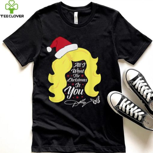 All I Want Christmas Dolly Wig Dolly Parton T Shirt