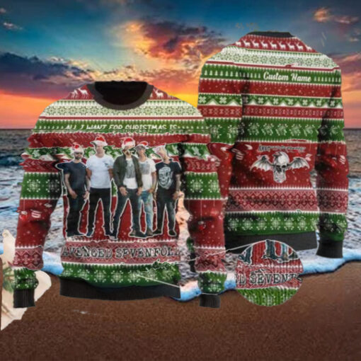All I Want For Christmas Is Avenged Sevenfold Custom Name 2024 Ugly Christmas Sweater