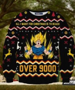 All I Want For Christmas Is To Reach Over 9000 Goku Ugly Christmas Sweaters