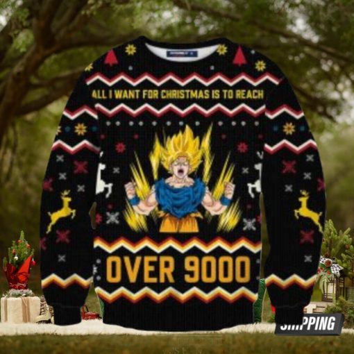 All I Want For Christmas Is To Reach Over 9000 Goku Ugly Christmas Sweaters