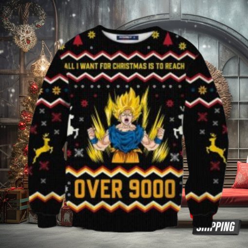 All I Want For Christmas Is To Reach Over 9000 Goku Ugly Christmas Sweaters