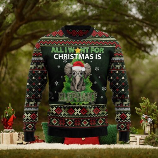 All I Want For Is Elephant Ugly Christmas Sweater Gift Men Women