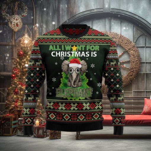 All I Want For Is Elephant Ugly Christmas Sweater Gift Men Women