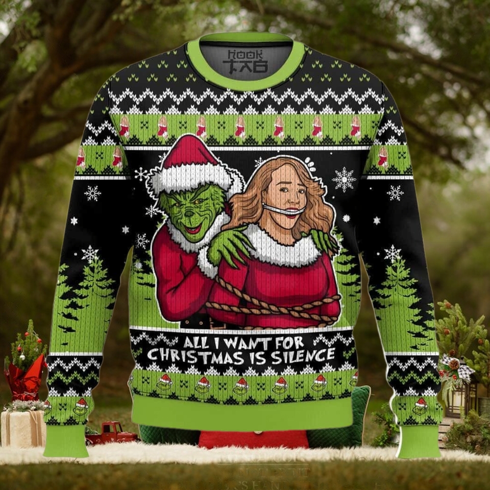 All I Want Is Silence Grnch Christmas Ugly Sweater All I Want Is Silence Grnch Christmas Ugly Sweater