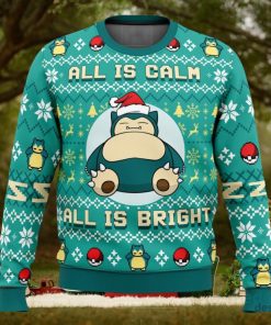 All Is Calm All Bright Snorlax Pokemon 3D Ugly Christmas Sweater Unisex Christmas Sweater For Men And Women