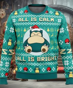 All Is Calm All Bright Snorlax Pokemon 3D Ugly Christmas Sweater Unisex Christmas Sweater For Men And Women