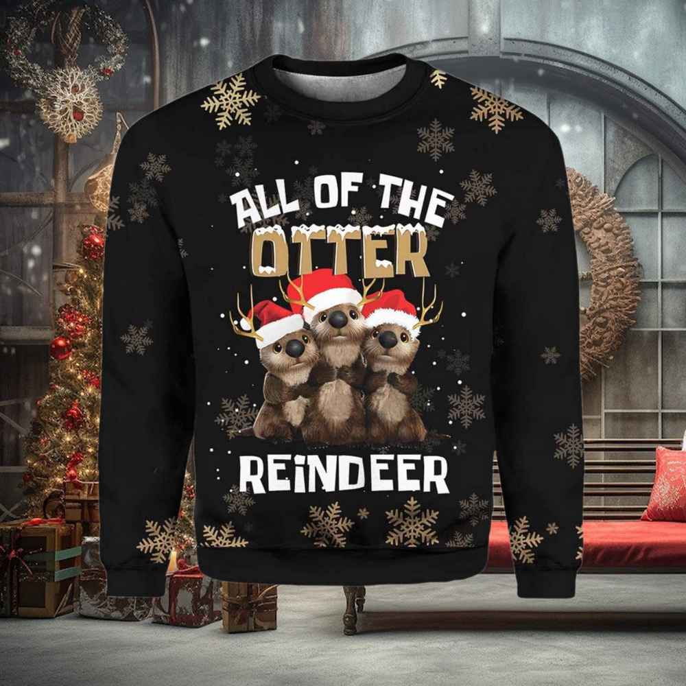 All Of The Otter Reindeer Christmas Ugly Sweater All Of The Otter Reindeer Christmas Ugly Sweater
