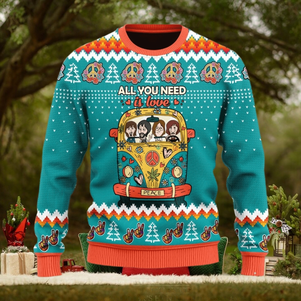 All You Need Is Love Hippie Ugly Christmas Sweater Christmas Gift For Men And Women All You Need Is Love Hippie Ugly Christmas Sweater Christmas Gift For Men And Women