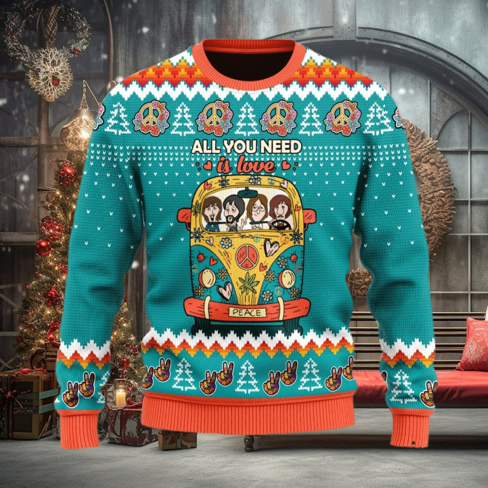 All You Need Is Love Hippie Ugly Christmas Sweater Christmas Gift For Men And Women All You Need Is Love Hippie Ugly Christmas Sweater Christmas Gift For Men And Women
