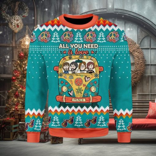All You Need Is Love Hippie Ugly Christmas Sweater