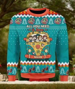 All You Need Is Love Hippie Ugly Christmas Sweater