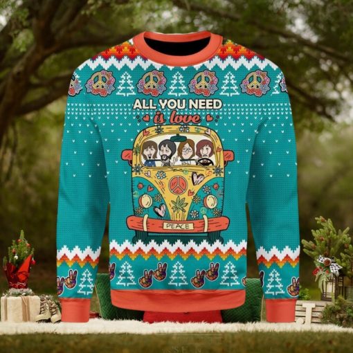 All You Need Is Love Hippie Ugly Christmas Sweater