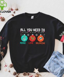 All You Need Is Peace Love Dolphins T Shirt Miami Dolphins Unique Gifts