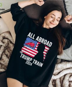 All aboard the Trump train 2024 USA flag T shirt