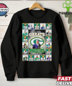 All time greats Green Bay Packers Charles Woodson Reggie White Bart Starr Don Hutson signatures shirt
