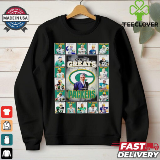 All time greats Green Bay Packers Charles Woodson Reggie White Bart Starr Don Hutson signatures shirt