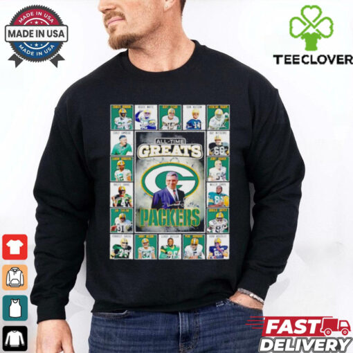 All time greats Green Bay Packers Charles Woodson Reggie White Bart Starr Don Hutson signatures shirt