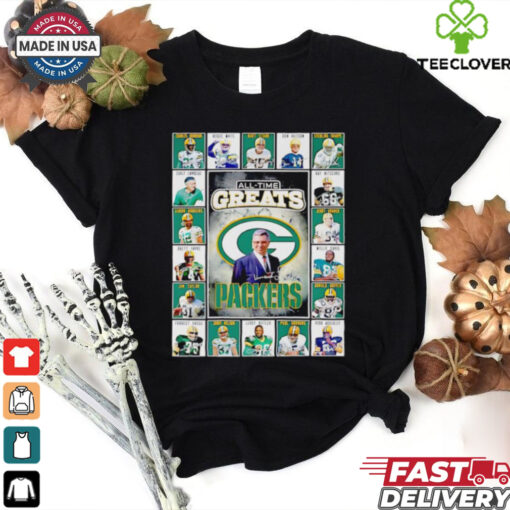 All time greats Green Bay Packers Charles Woodson Reggie White Bart Starr Don Hutson signatures shirt