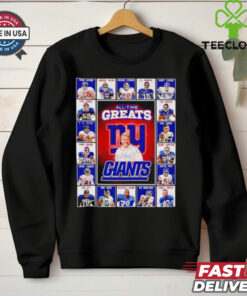 All time greats New York Giants Frank Gifford Lawrence Taylor Michael Strahan signatures shirt