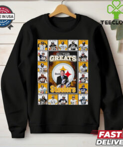 All time greats Pittsburgh Steelers Ben Roethlisberger Troy Polamalu Joe Greene Jack Lambert signatures shirt