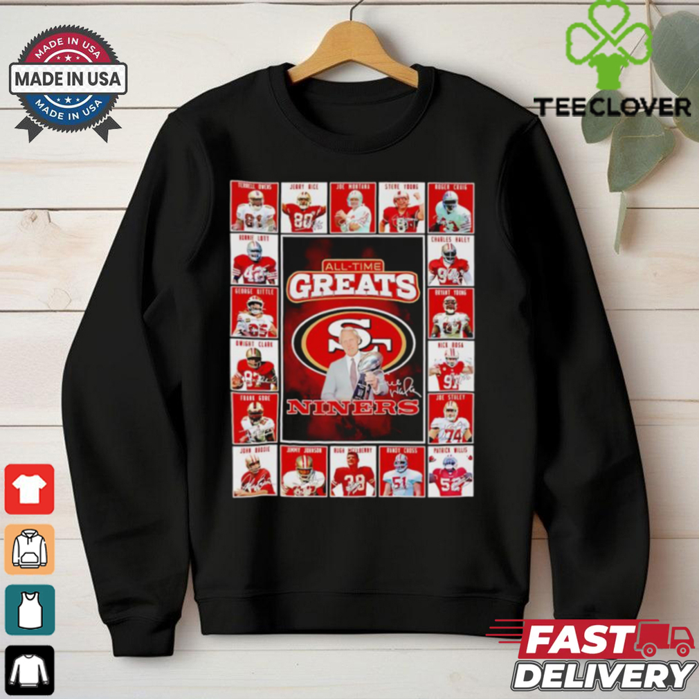 All time greats San Francisco 49ers Terrell Owens Jerry RIce Joe Montana Steve Young signatures shirt All time greats San Francisco 49ers Terrell Owens Jerry RIce Joe Montana Steve Young signatures shirt