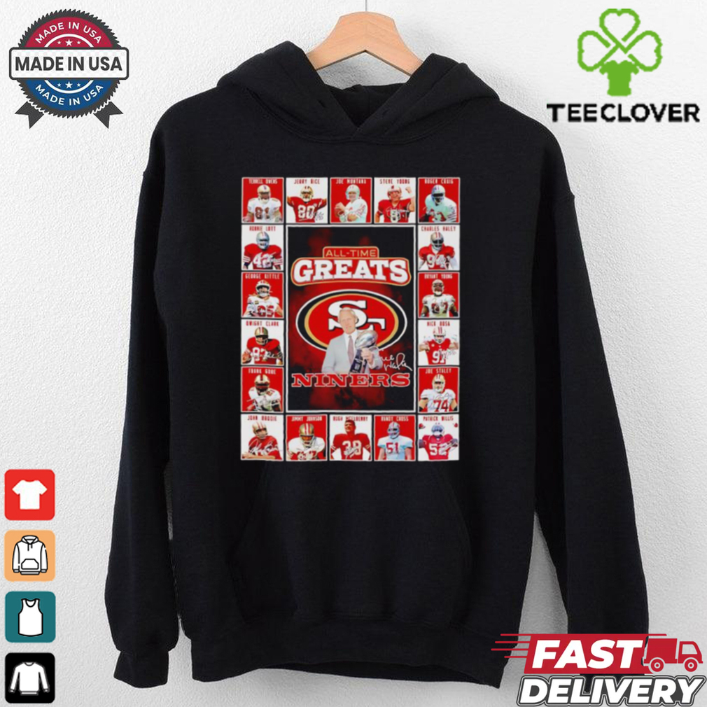 All time greats San Francisco 49ers Terrell Owens Jerry RIce Joe Montana Steve Young signatures shirt All time greats San Francisco 49ers Terrell Owens Jerry RIce Joe Montana Steve Young signatures shirt