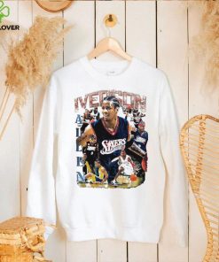 Allen Iverson Philadelphia 76ers basketball player action pose retro shirt