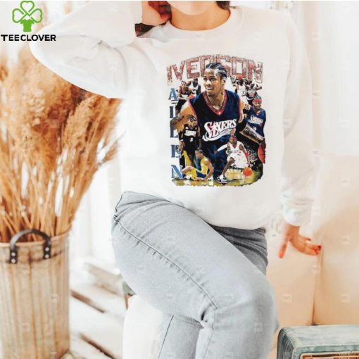 Allen Iverson Philadelphia 76ers basketball player action pose retro hoodie, sweater, longsleeve, shirt v-neck, t-shirt