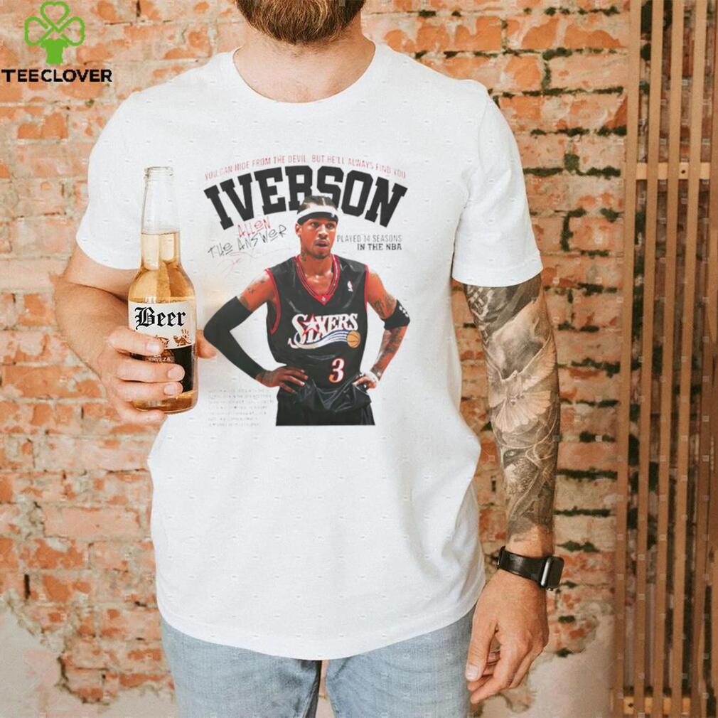 Allen Iverson Philadelphia 76ers basketball you can hide from the devil but he’ll always find you signature information retro shirt Allen Iverson Philadelphia 76ers basketball you can hide from the devil but he’ll always find you signature information retro shirt