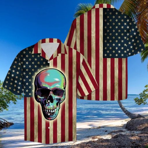 Aloha Shirt Skull American Flag H207018 Hawaiian Shirt