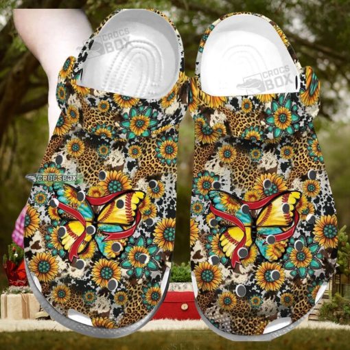 Amazing Butterfly Softball Leopards Art Crocs