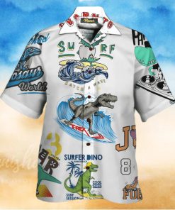 Amazing Surfer Dino T Rex Surfing Aloha Hawaiian Shirts