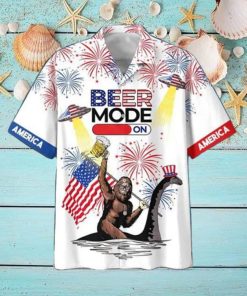 America Bigfoot Beer Mode On Hawaiian Shirt
