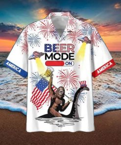 America Bigfoot Beer Mode On Hawaiian Shirt