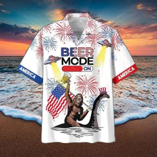 America Bigfoot Beer Mode On Hawaiian Shirt