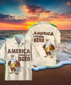 America Eagle Beer Ting Hawaiian Shirt Summer Short Sleeve Button Ting Hawaiian Shirt