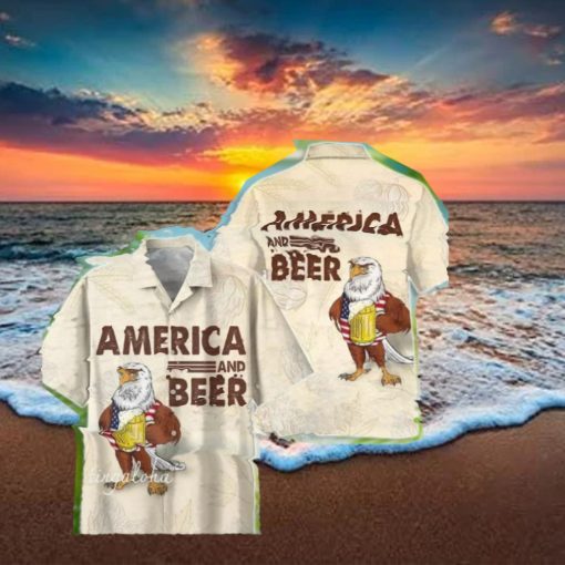 America Eagle Beer Ting Hawaiian Shirt Summer Short Sleeve Button Ting Hawaiian Shirt