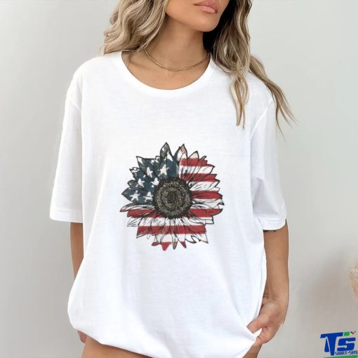 America Sunflower Usa Flag 4th Of July Freedom Shirt